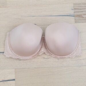Torrid Curve Strapless Bra Size 44DDD Beige‎ Underwire Lace Neutral Feminine